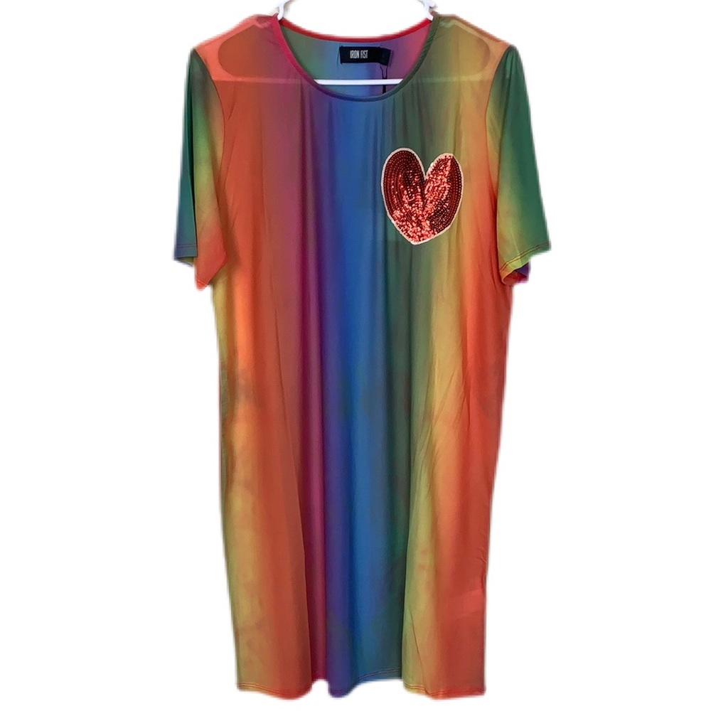 NWT Iron Fist Mesh Rainbow Mini Dress